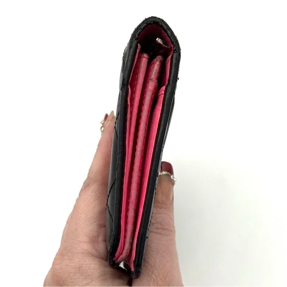 Chanel Cambon Ligne Long Wallet Black Lambskin Pink Series 10 w/ Holo, Auth Card - Picture 15 of 16